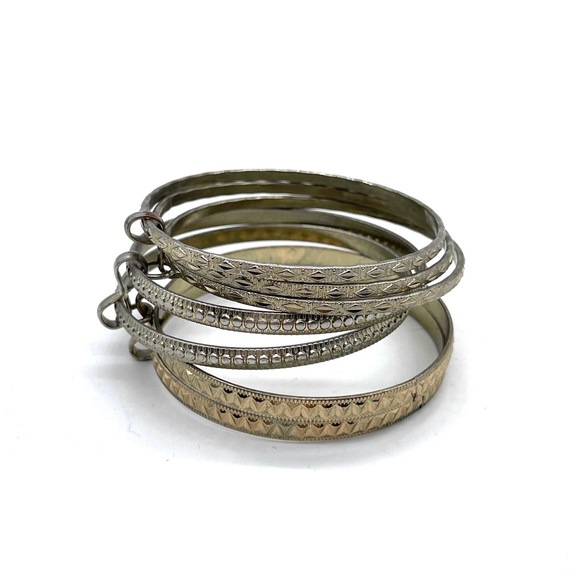 Multiple Bangles Bracelets Gold & Silver Tone - Picture 4 of 4